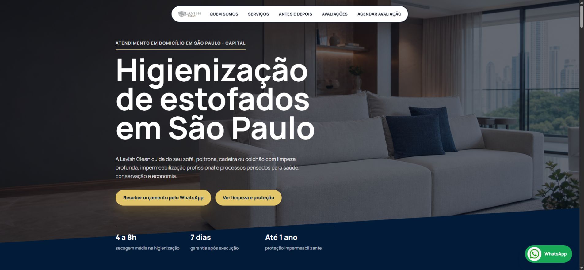 Trecho do site Lavish Clean desenvolvido pela GroupCoders